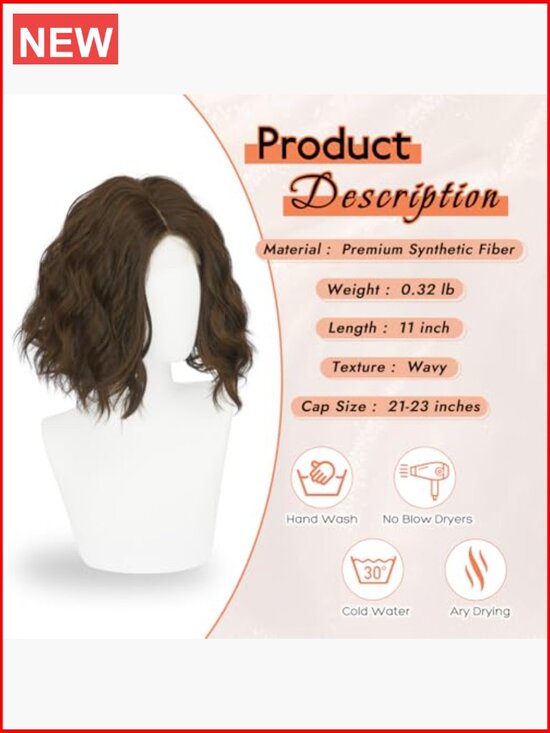 11 Inch Short Bob Wig Lace Front Synthetic Hair Wavy Curly Heat Resistant main image 3